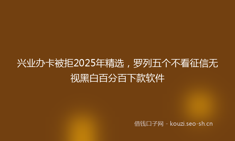 兴业办卡被拒2025年精选，罗列五个不看征信无视黑白百分百下款软件
