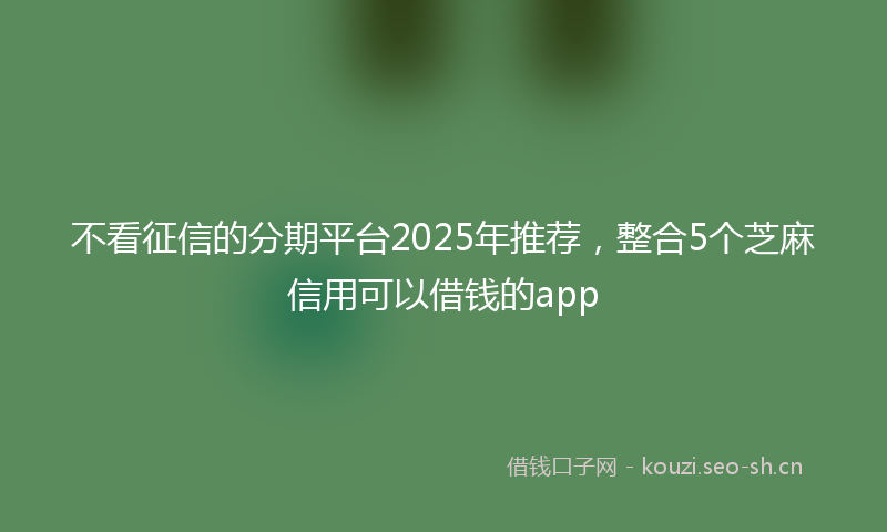 不看征信的分期平台2025年推荐，整合5个芝麻信用可以借钱的app
