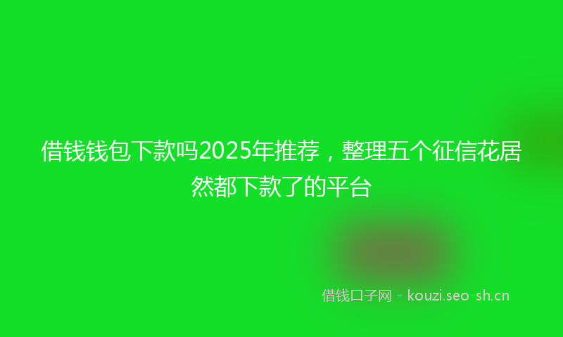 借钱钱包下款吗2025年推荐，整理五个征信花居然都下款了的平台
