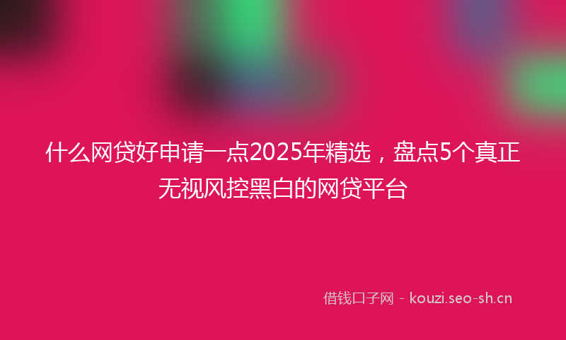 什么网贷好申请一点2025年精选，盘点5个真正无视风控黑白的网贷平台