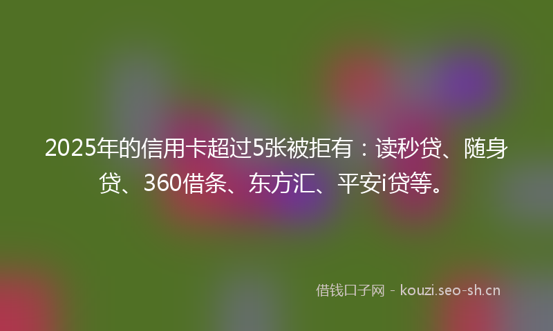 2025年的信用卡超过5张被拒有：读秒贷、随身贷、360借条、东方汇、平安i贷等。
