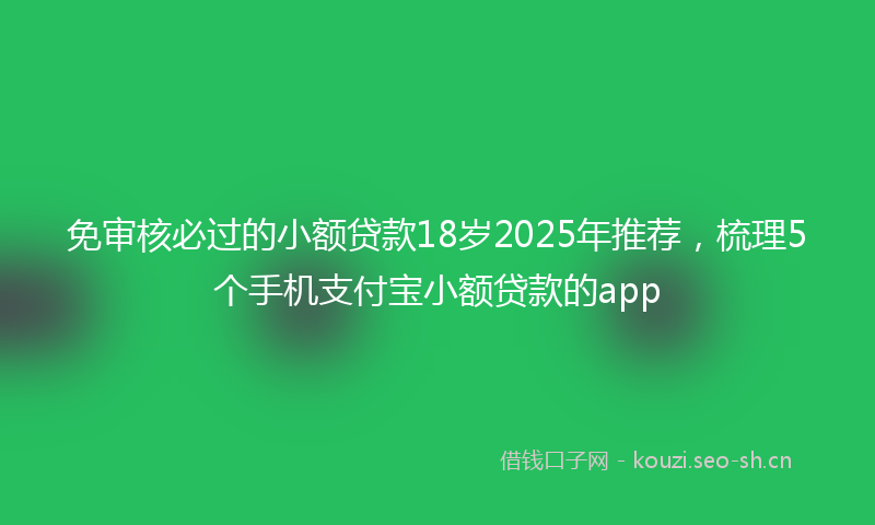 免审核必过的小额贷款18岁2025年推荐，梳理5个手机支付宝小额贷款的app