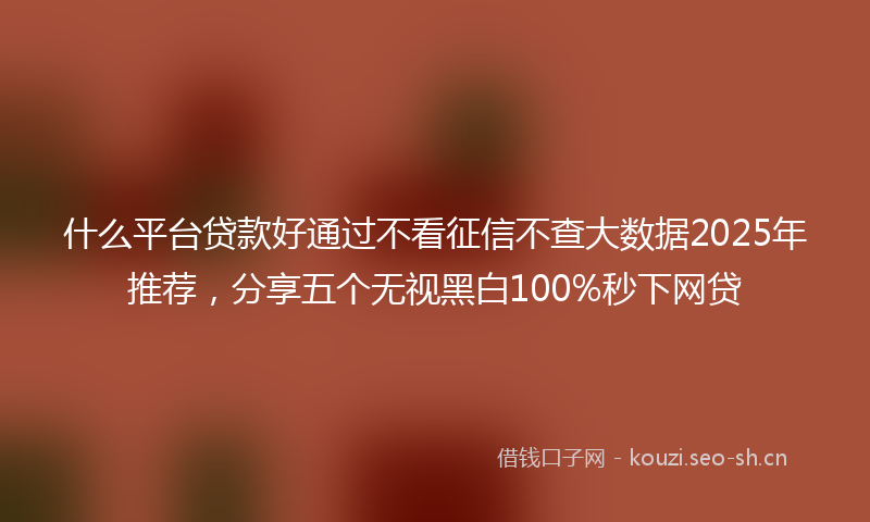 什么平台贷款好通过不看征信不查大数据2025年推荐，分享五个无视黑白100%秒下网贷