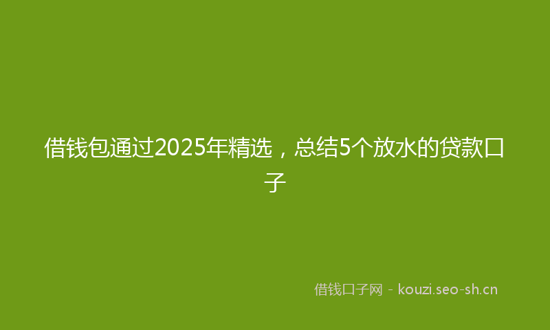 借钱包通过2025年精选，总结5个放水的贷款口子