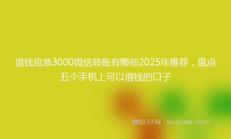 借钱应急3000微信转账有哪些2025年推荐，盘点五个手机上可以借钱的口子
