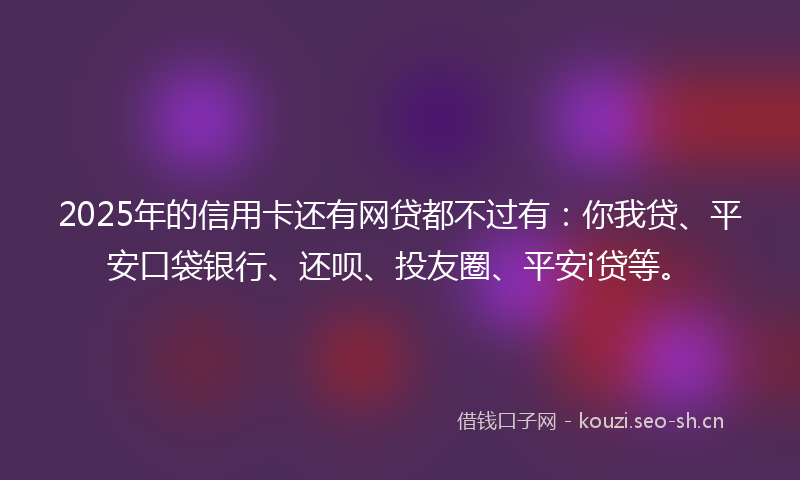 2025年的信用卡还有网贷都不过有:你我贷、平安口袋银行、还呗、投友圈、平安i贷等。