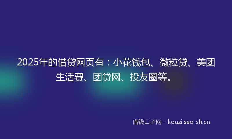 2025年的借贷网页有：小花钱包、微粒贷、美团生活费、团贷网、投友圈等。