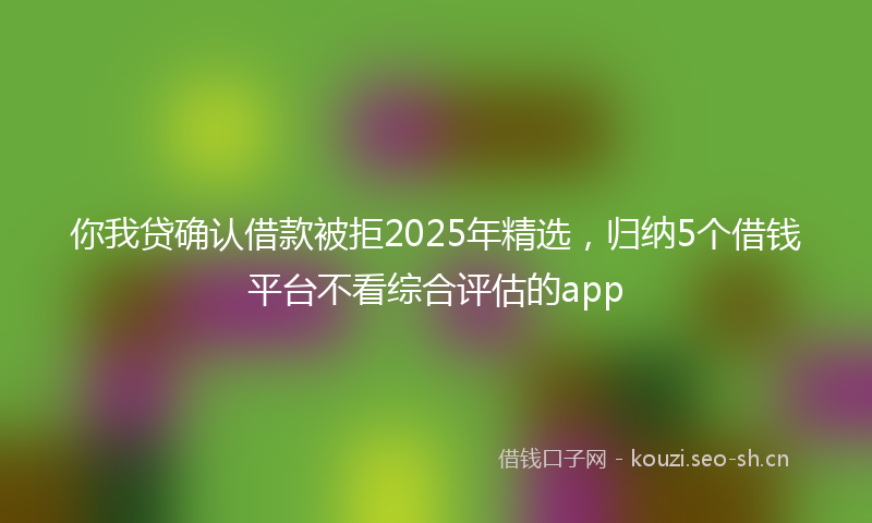 你我贷确认借款被拒2025年精选，归纳5个借钱平台不看综合评估的app