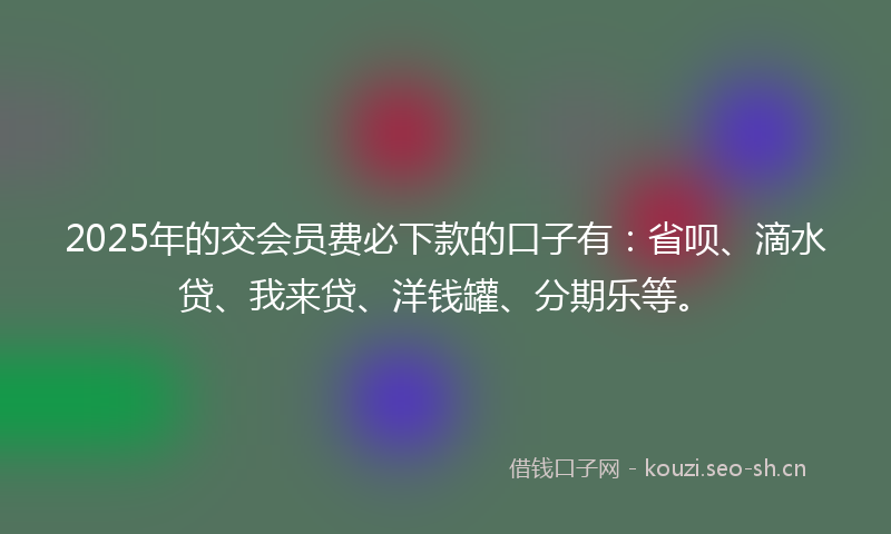 2025年的交会员费必下款的口子有：省呗、滴水贷、我来贷、洋钱罐、分期乐等。