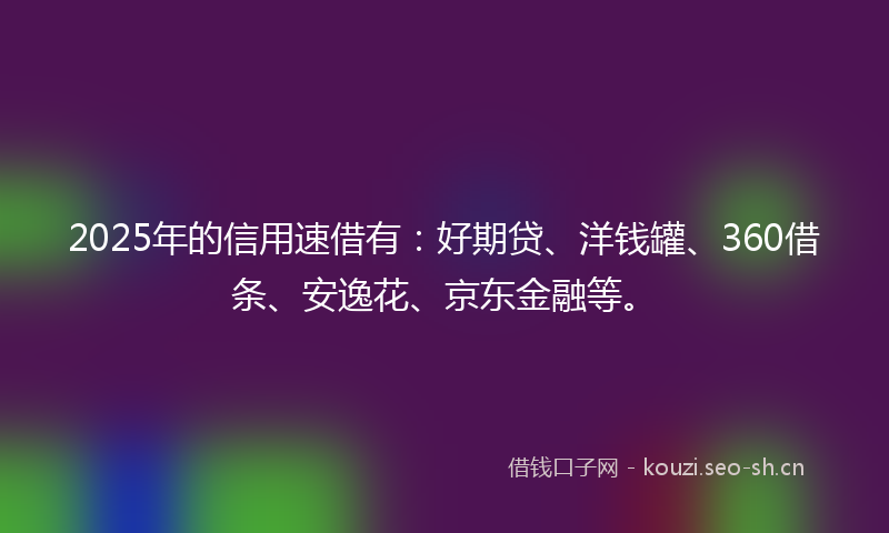2025年的信用速借有:好期贷、洋钱罐、360借条、安逸花、京东金融等。