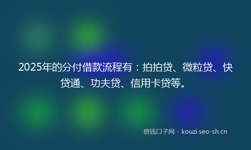 2025年的分付借款流程有:拍拍贷、微粒贷、快贷通、功夫贷、信用卡贷等。