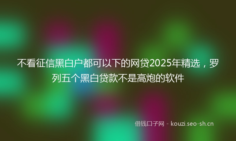 不看征信黑白户都可以下的网贷2025年精选，罗列五个黑白贷款不是高炮的软件