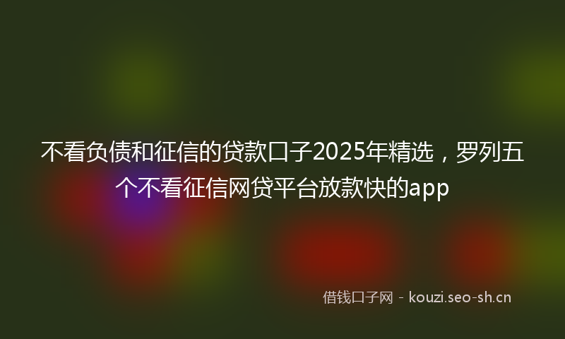 不看负债和征信的贷款口子2025年精选，罗列五个不看征信网贷平台放款快的app