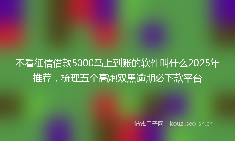 不看征信借款5000马上到账的软件叫什么2025年推荐，梳理五个高炮双黑逾期必下款平台