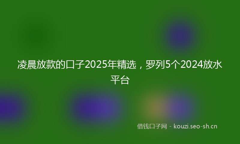 凌晨放款的口子2025年精选，罗列5个2024放水平台
