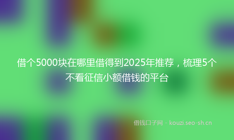 借个5000块在哪里借得到2025年推荐，梳理5个不看征信小额借钱的平台