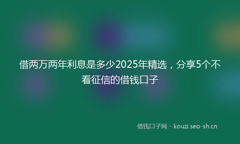借两万两年利息是多少2025年精选，分享5个不看征信的借钱口子