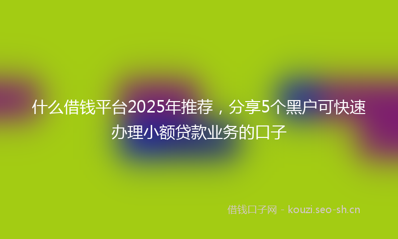 什么借钱平台2025年推荐，分享5个黑户可快速办理小额贷款业务的口子