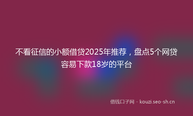 不看征信的小额借贷2025年推荐，盘点5个网贷容易下款18岁的平台