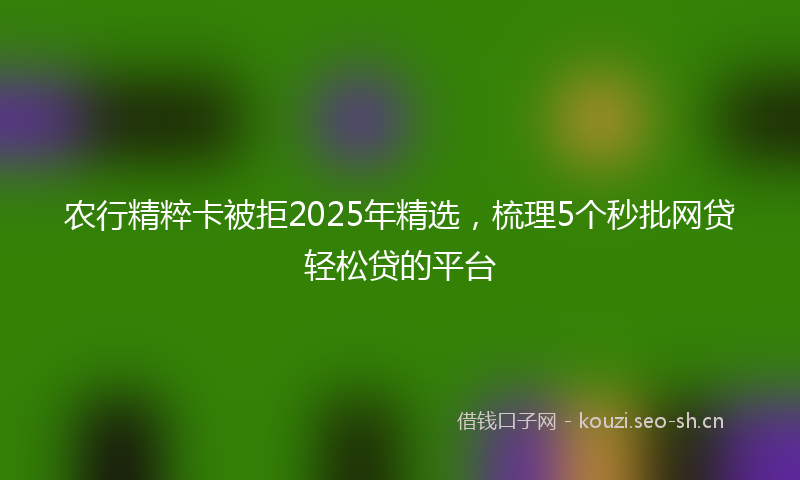 农行精粹卡被拒2025年精选，梳理5个秒批网贷轻松贷的平台