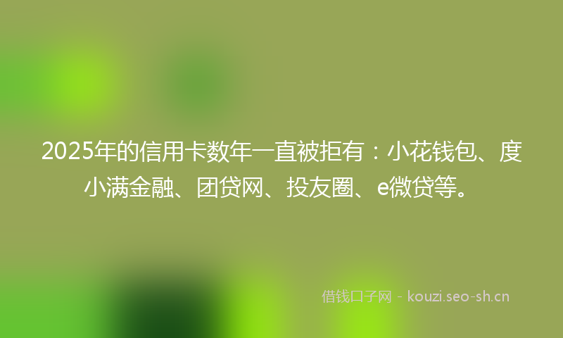 2025年的信用卡数年一直被拒有：小花钱包、度小满金融、团贷网、投友圈、e微贷等。