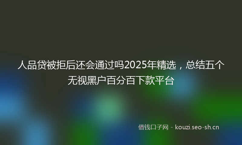 人品贷被拒后还会通过吗2025年精选，总结五个无视黑户百分百下款平台