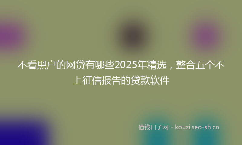 不看黑户的网贷有哪些2025年精选,整合五个不上征信报告的贷款软件