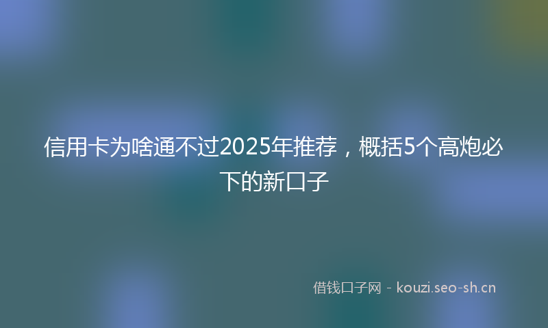 信用卡为啥通不过2025年推荐,概括5个高炮必下的新口子