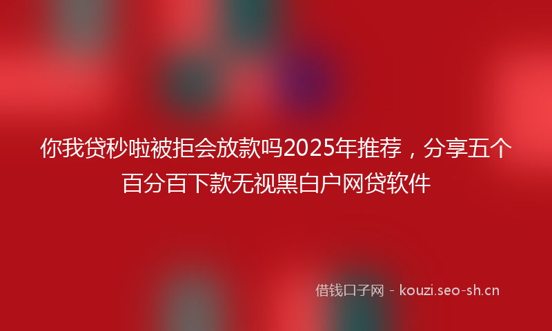 你我贷秒啦被拒会放款吗2025年推荐，分享五个百分百下款无视黑白户网贷软件