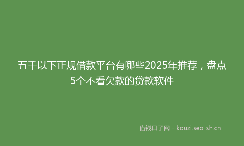 五千以下正规借款平台有哪些2025年推荐,盘点5个不看欠款的贷款软件