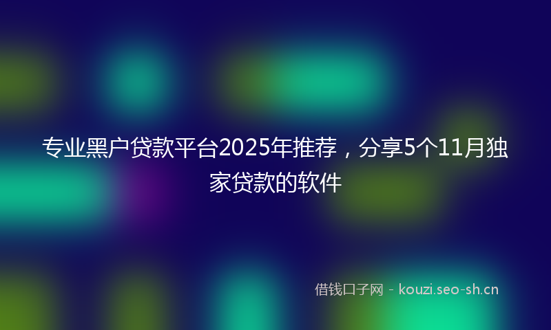 专业黑户贷款平台2025年推荐，分享5个11月独家贷款的软件