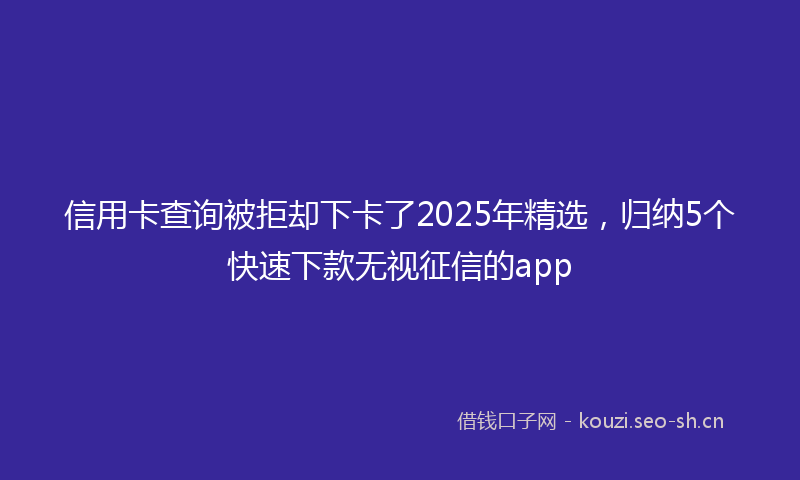 信用卡查询被拒却下卡了2025年精选，归纳5个快速下款无视征信的app