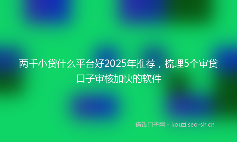 两千小贷什么平台好2025年推荐，梳理5个审贷口子审核加快的软件