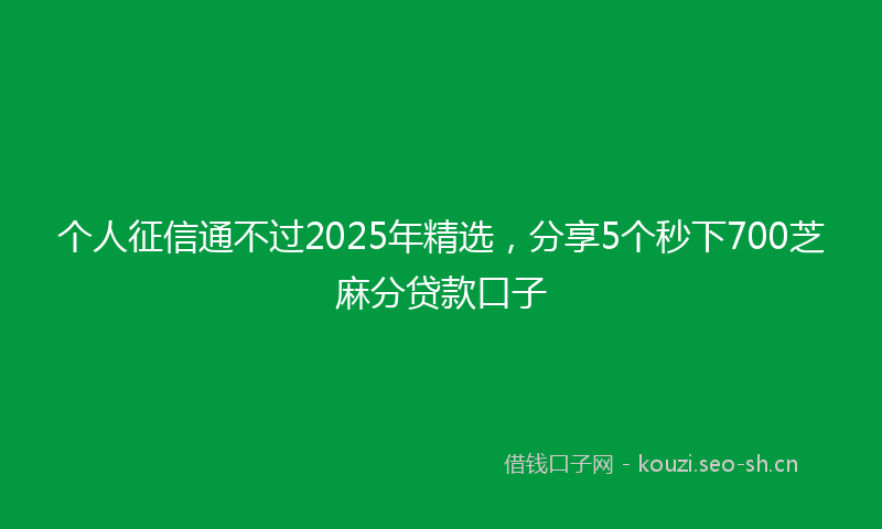 个人征信通不过2025年精选，分享5个秒下700芝麻分贷款口子