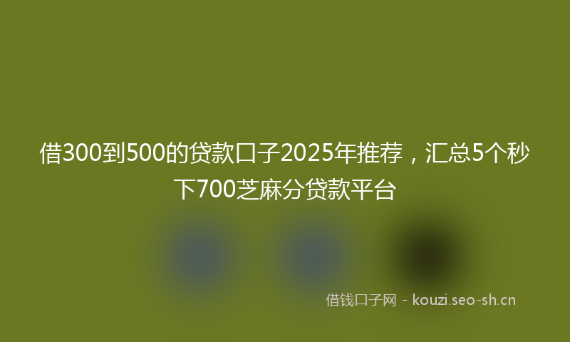借300到500的贷款口子2025年推荐，汇总5个秒下700芝麻分贷款平台