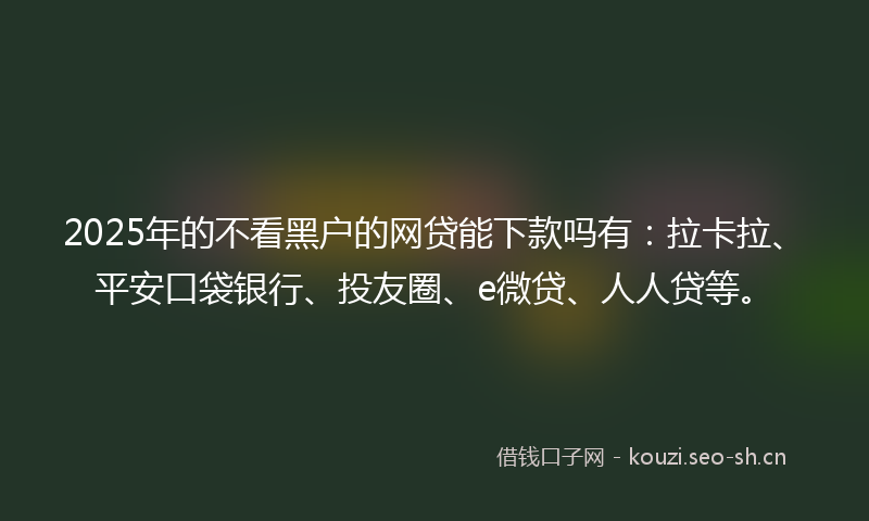2025年的不看黑户的网贷能下款吗有：拉卡拉、平安口袋银行、投友圈、e微贷、人人贷等。