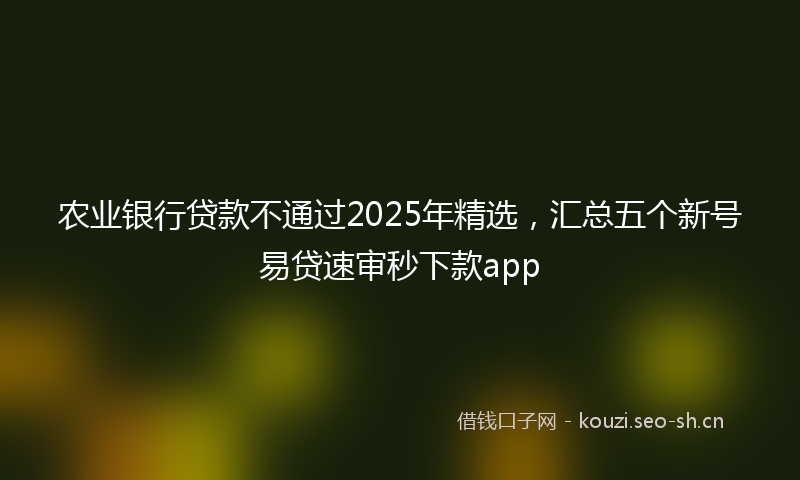农业银行贷款不通过2025年精选,汇总五个新号易贷速审秒下款app