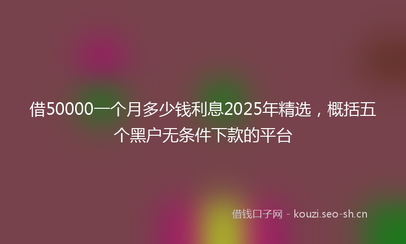 借50000一个月多少钱利息2025年精选，概括五个黑户无条件下款的平台