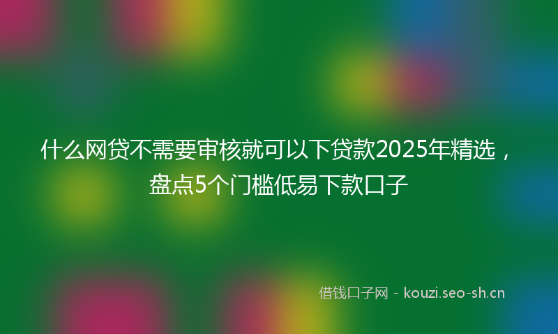 什么网贷不需要审核就可以下贷款2025年精选，盘点5个门槛低易下款口子