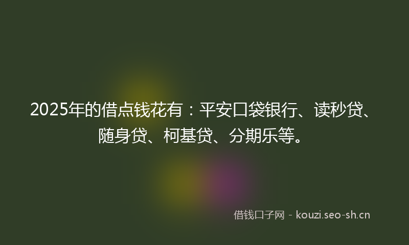 2025年的借点钱花有：平安口袋银行、读秒贷、随身贷、柯基贷、分期乐等。