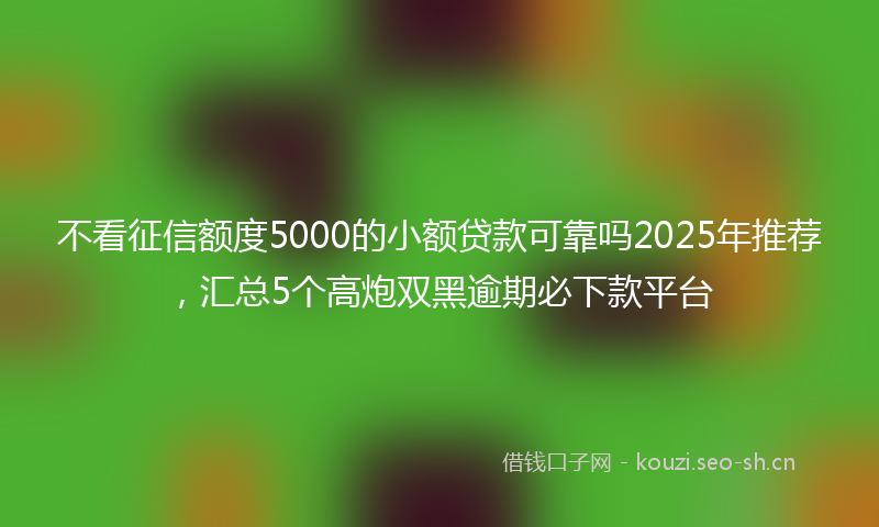 不看征信额度5000的小额贷款可靠吗2025年推荐，汇总5个高炮双黑逾期必下款平台