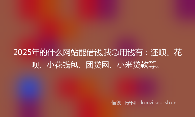 2025年的什么网站能借钱,我急用钱有：还呗、花呗、小花钱包、团贷网、小米贷款等。