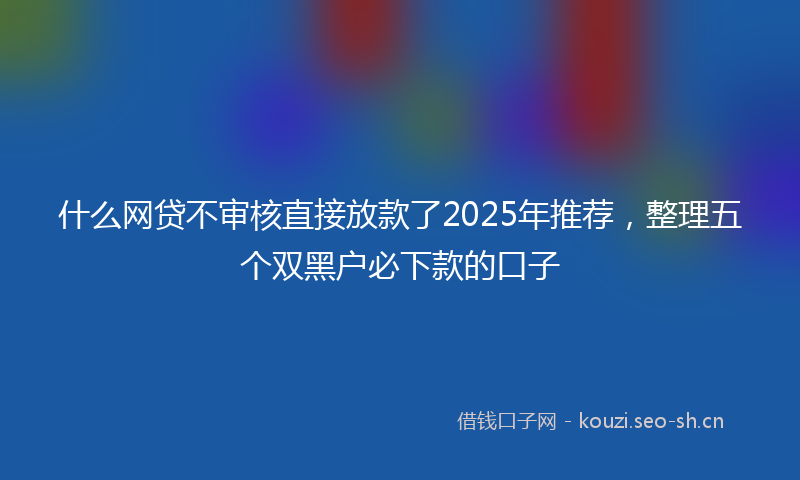 什么网贷不审核直接放款了2025年推荐，整理五个双黑户必下款的口子