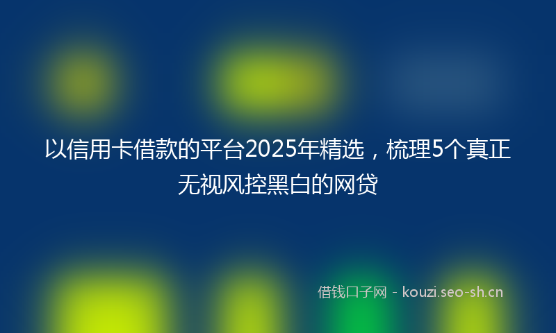 以信用卡借款的平台2025年精选，梳理5个真正无视风控黑白的网贷