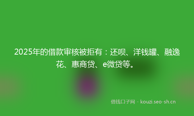 2025年的借款审核被拒有：还呗、洋钱罐、融逸花、惠商贷、e微贷等。