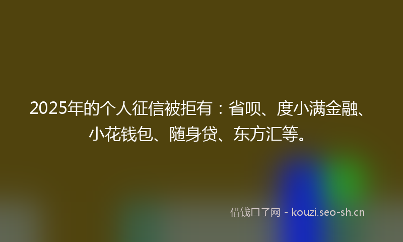 2025年的个人征信被拒有：省呗、度小满金融、小花钱包、随身贷、东方汇等。