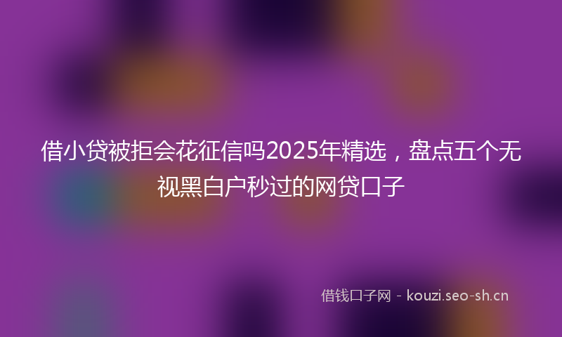 借小贷被拒会花征信吗2025年精选，盘点五个无视黑白户秒过的网贷口子