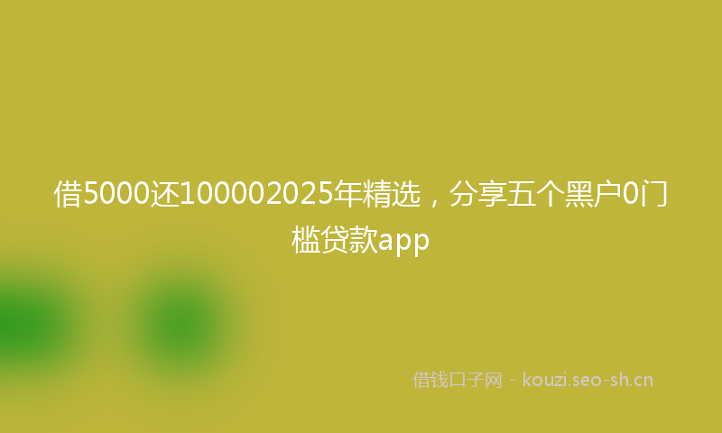 借5000还100002025年精选,分享五个黑户0门槛贷款app