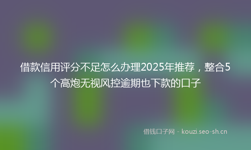 借款信用评分不足怎么办理2025年推荐，整合5个高炮无视风控逾期也下款的口子