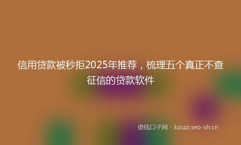 信用贷款被秒拒2025年推荐，梳理五个真正不查征信的贷款软件